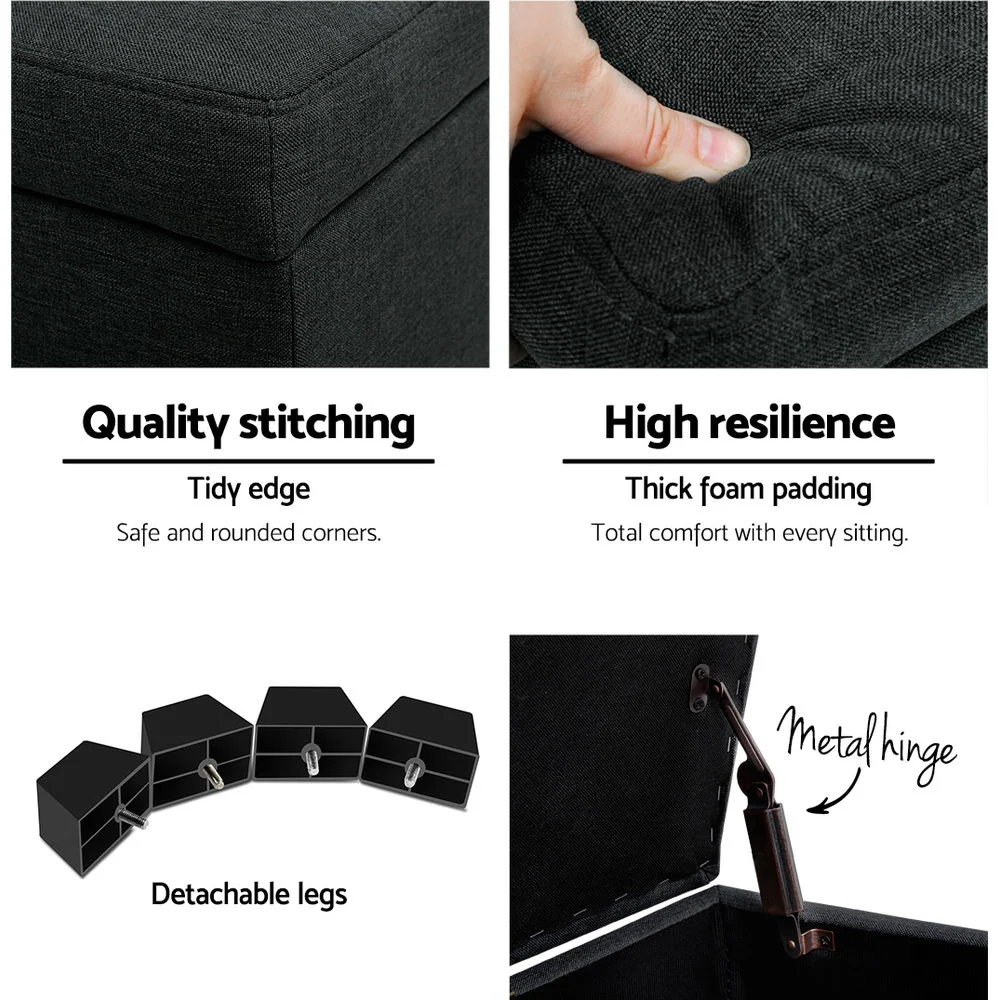 Premium Storage Ottoman - Charcoal - Nurns