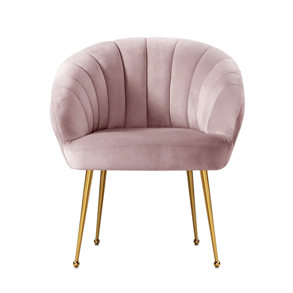 Michelle Accent Velvet Lounge Armchair - Pink - Nurns