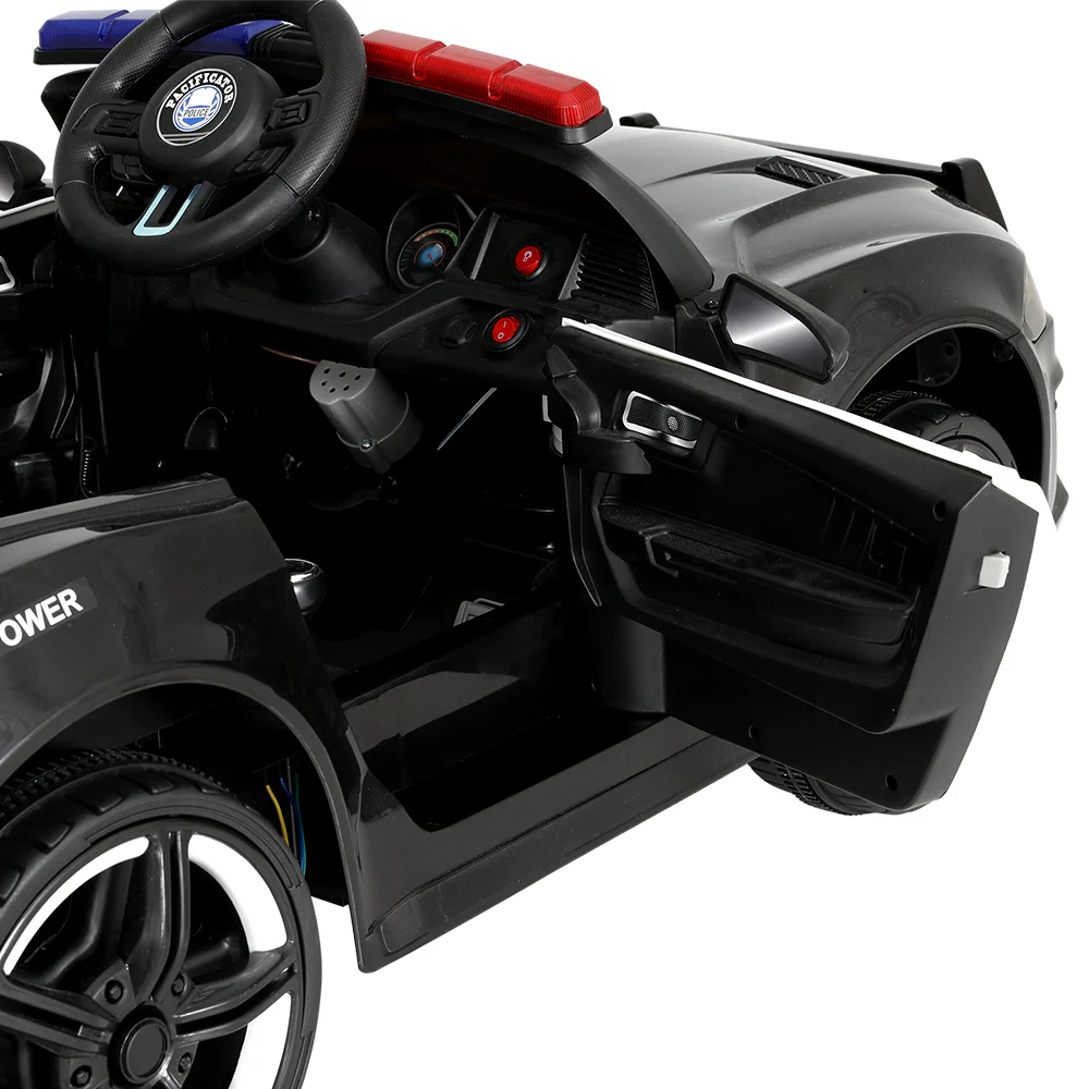Kids Ride On Car Electric Patrol Police Cars Battery Powered Toys 12V - Black - Nurns