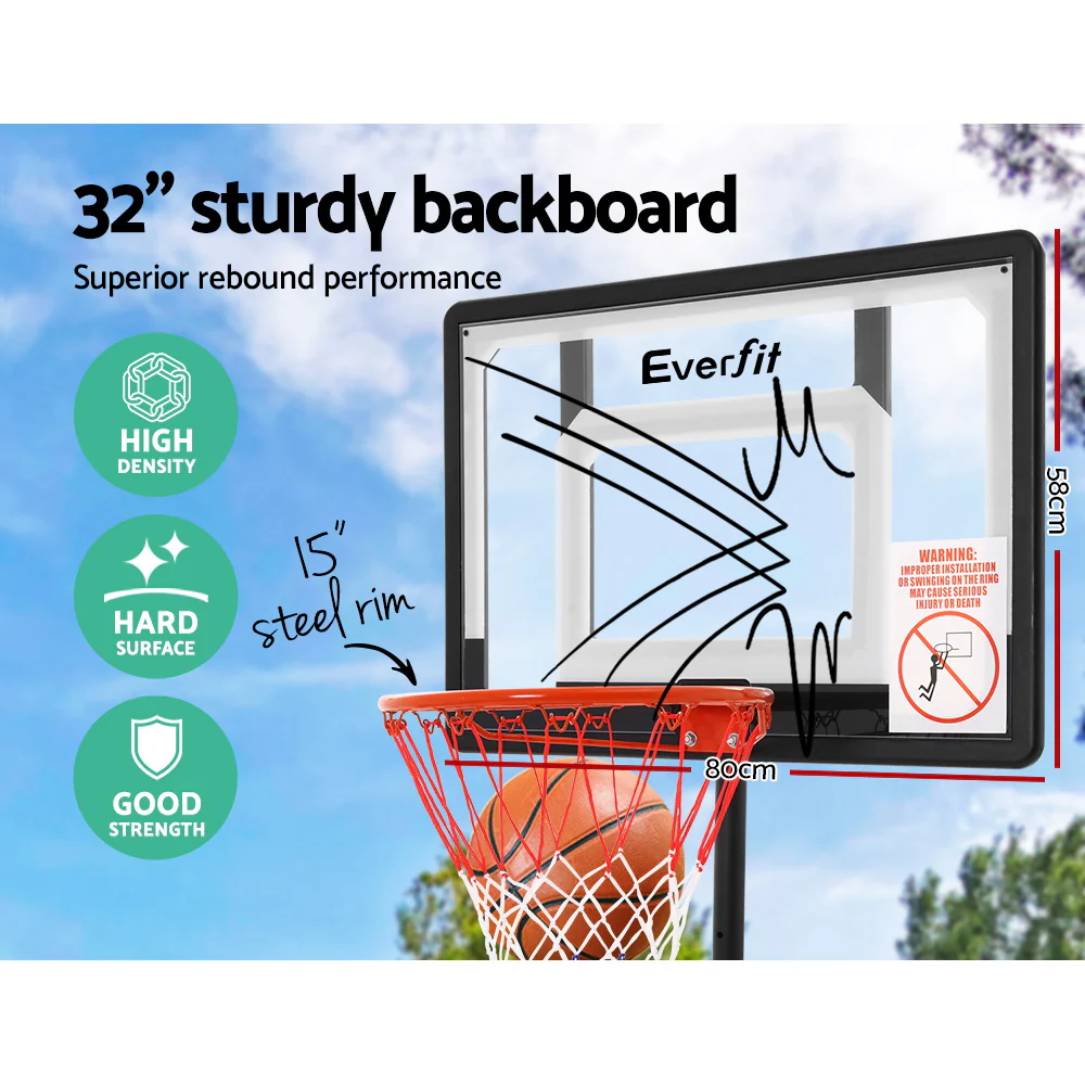 Everfit 2.1M Basketball Hoop Stand System Adjustable Portable Pro Kids Clear - Nurns