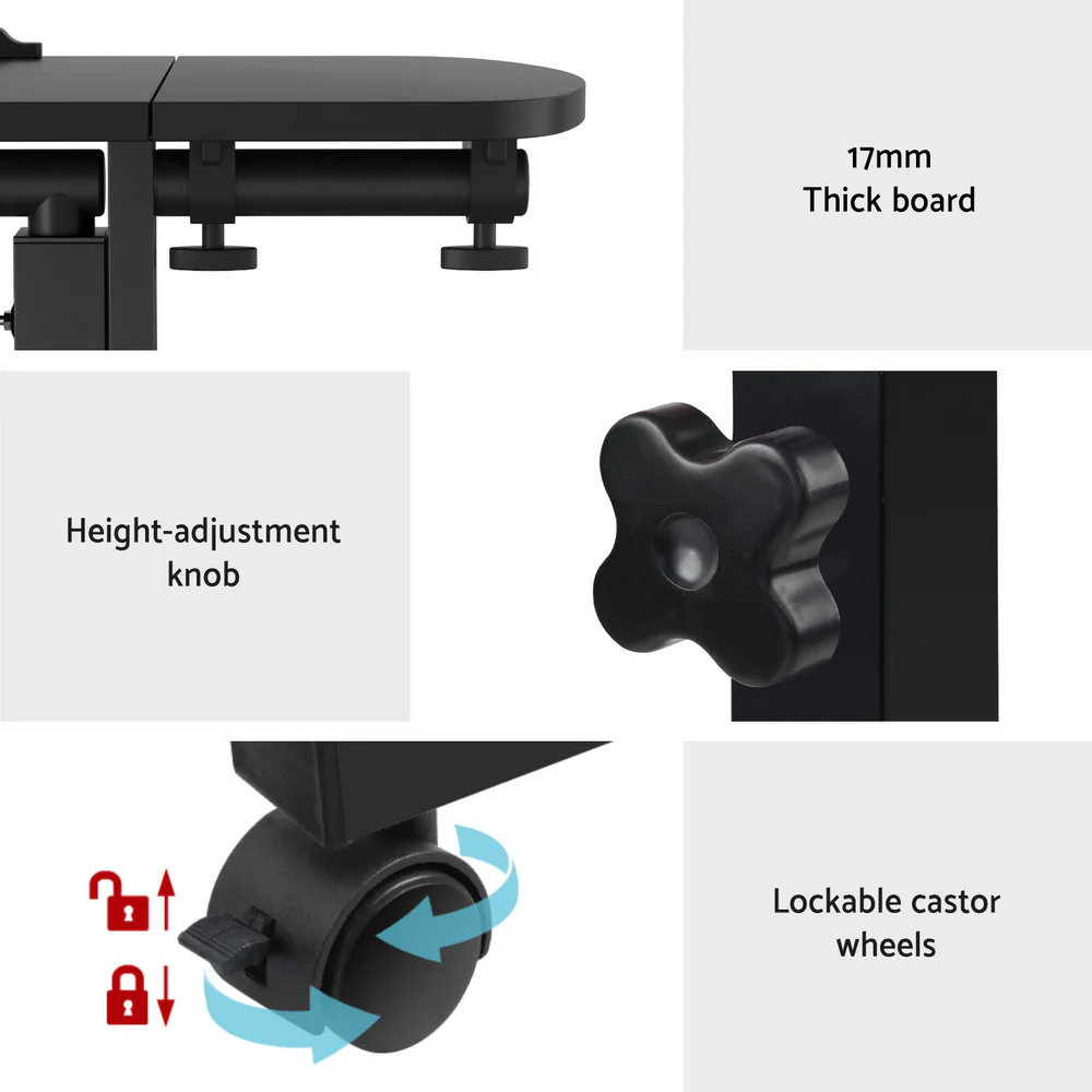 Artiss Laptop Desk Table Fan Cooling Black 60cm - Nurns