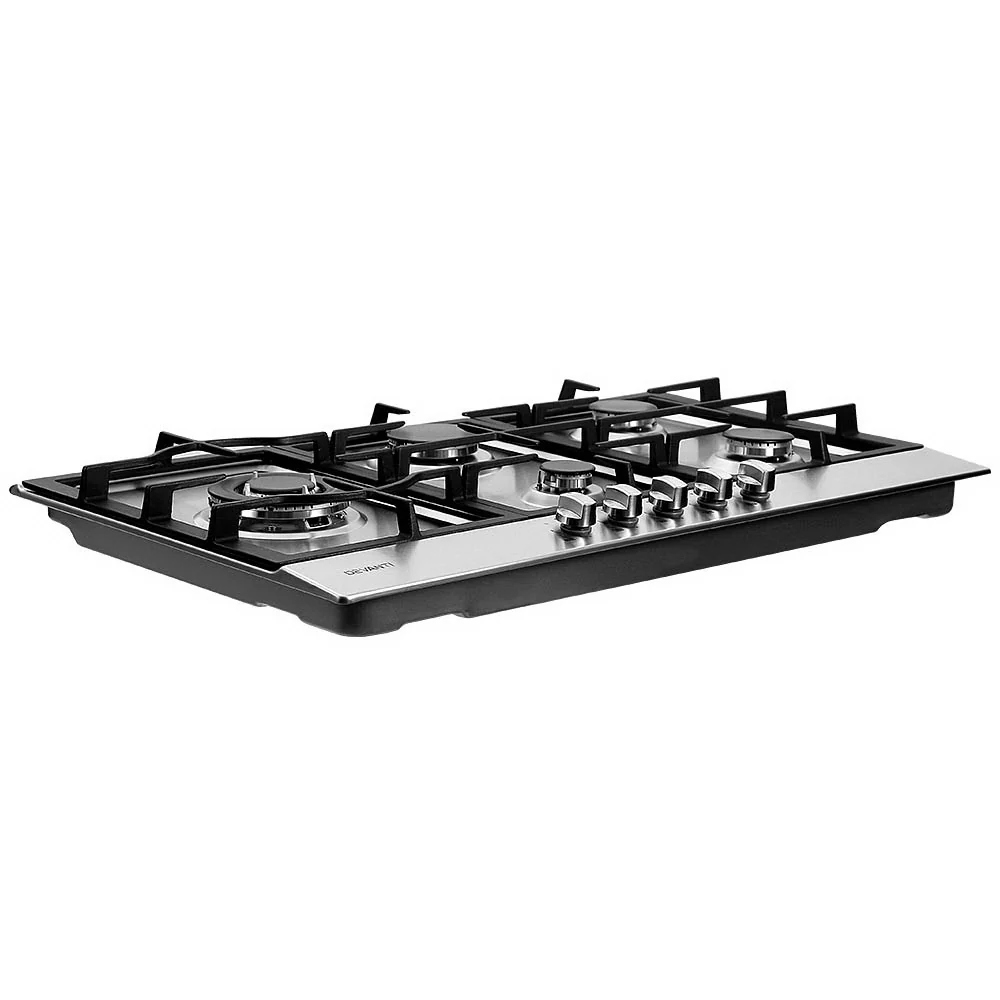Devanti Gas Cooktop 90cm 5 Burner Silver - Nurns