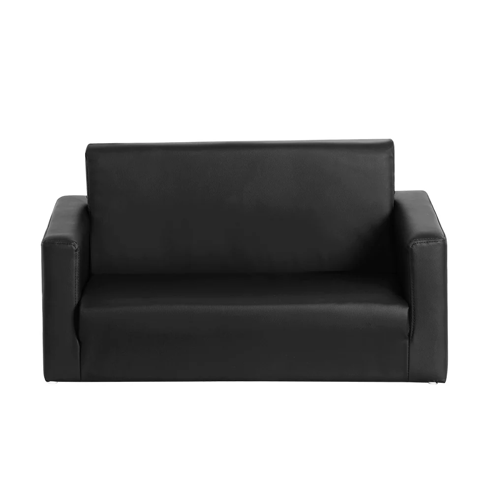 Phineas Kids Convertible Armchair Sofa 2 Seater Chair Children Flip Open Couch - Black - Nurns