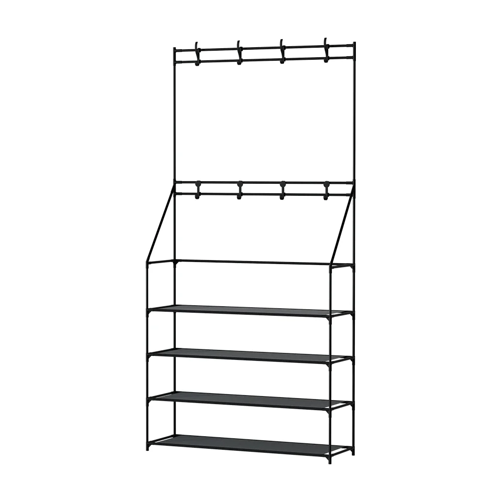 Artiss Shoe Rack Hall Tree 16 Pairs Black - Nurns
