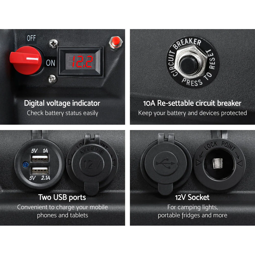 Battery Box 12v XL Deep Cycle Portable Solar Caravan Camping - Nurns