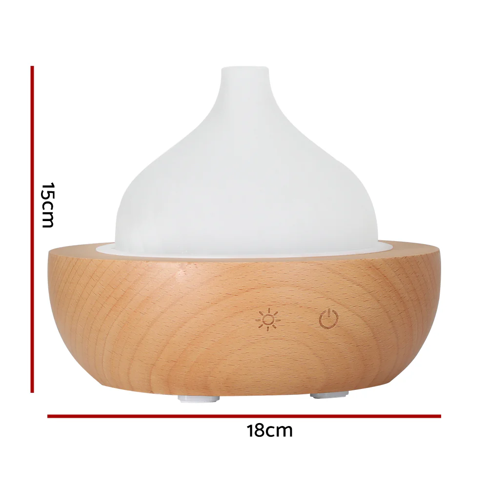 Aroma Aromatherapy Diffuser LED Oil Ultrasonic Air Humidifier Glass Wood - Nurns