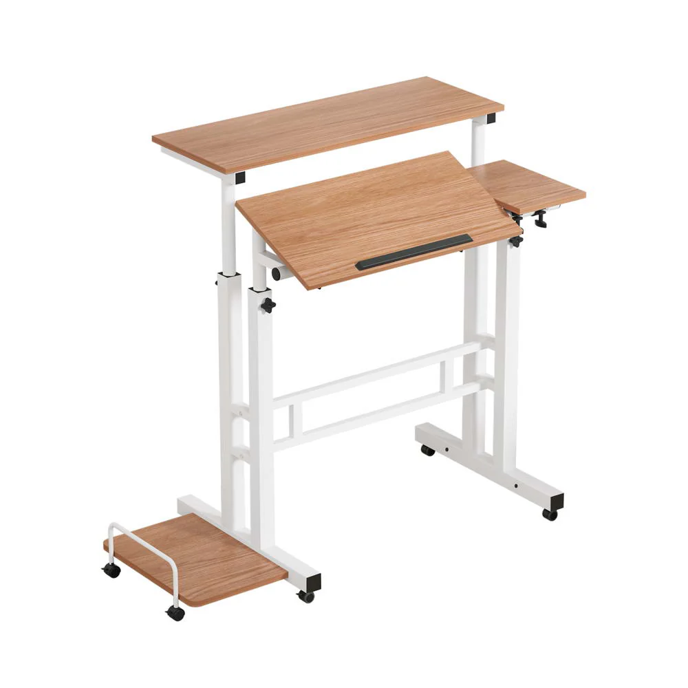 Artiss Laptop Desk Table Adjustable Light Wood 80cm - Nurns
