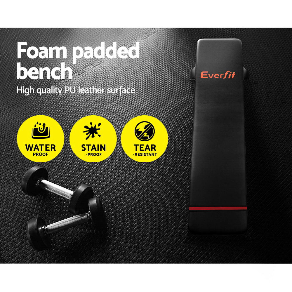Everfit Weight Bench Flat Bench Press Home Gym Equipment 300kg Capacity - Nurns