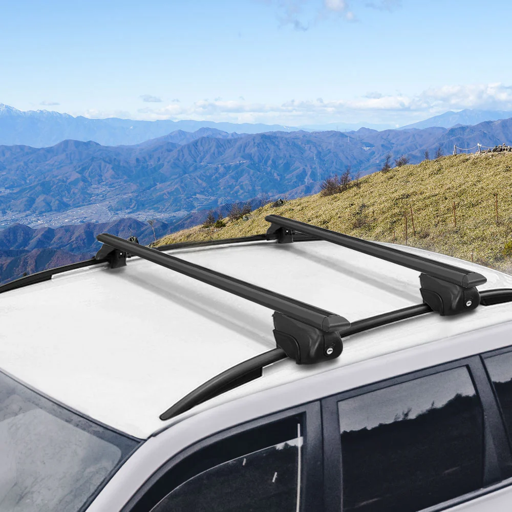 Universal Car Roof Rack Aluminium Cross Bars Adjustable 126cm Black Upgraded - Nurns