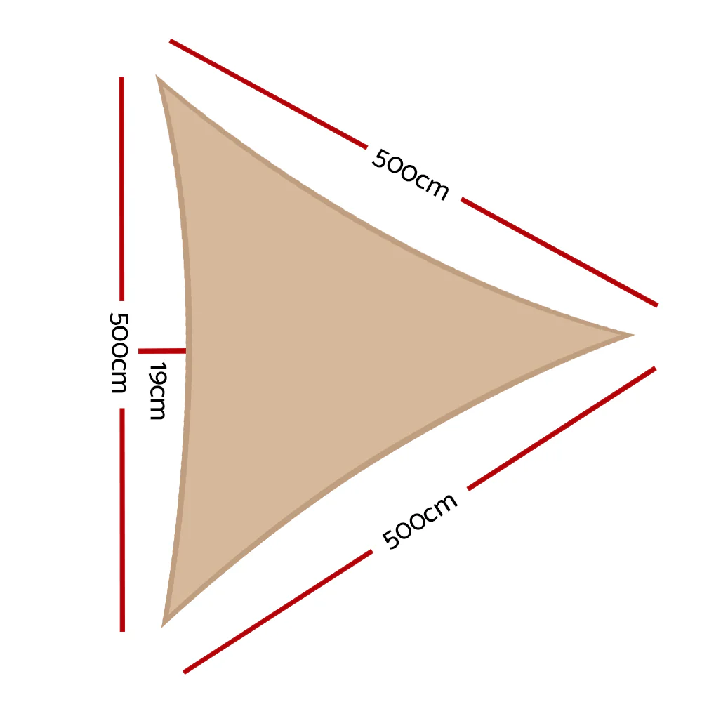 Instahut Waterproof Shade Sail 5x5x5m Rectangle Sand 95% Shade Cloth - Nurns