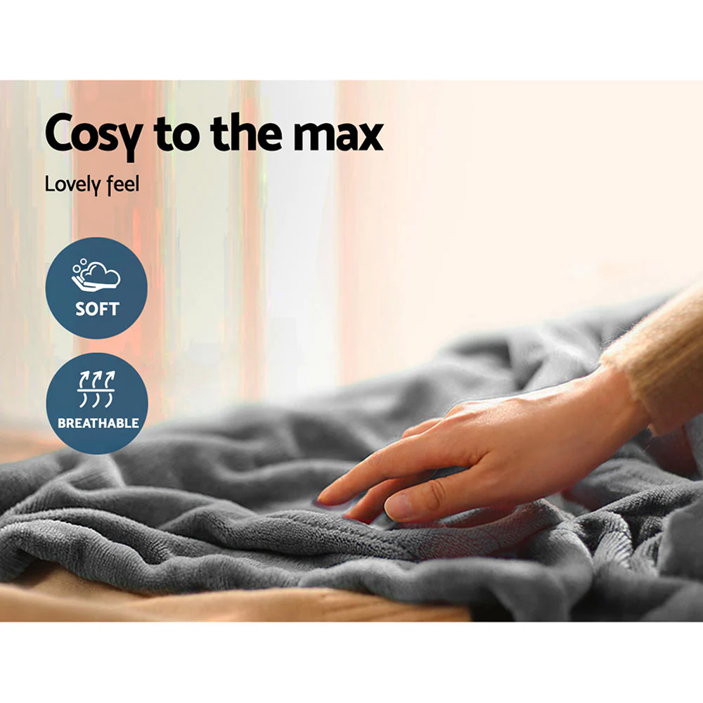 Watson Electric Throw Soft Blanket Heated Rug Fleece Snuggle Washable - Silver - Nurns