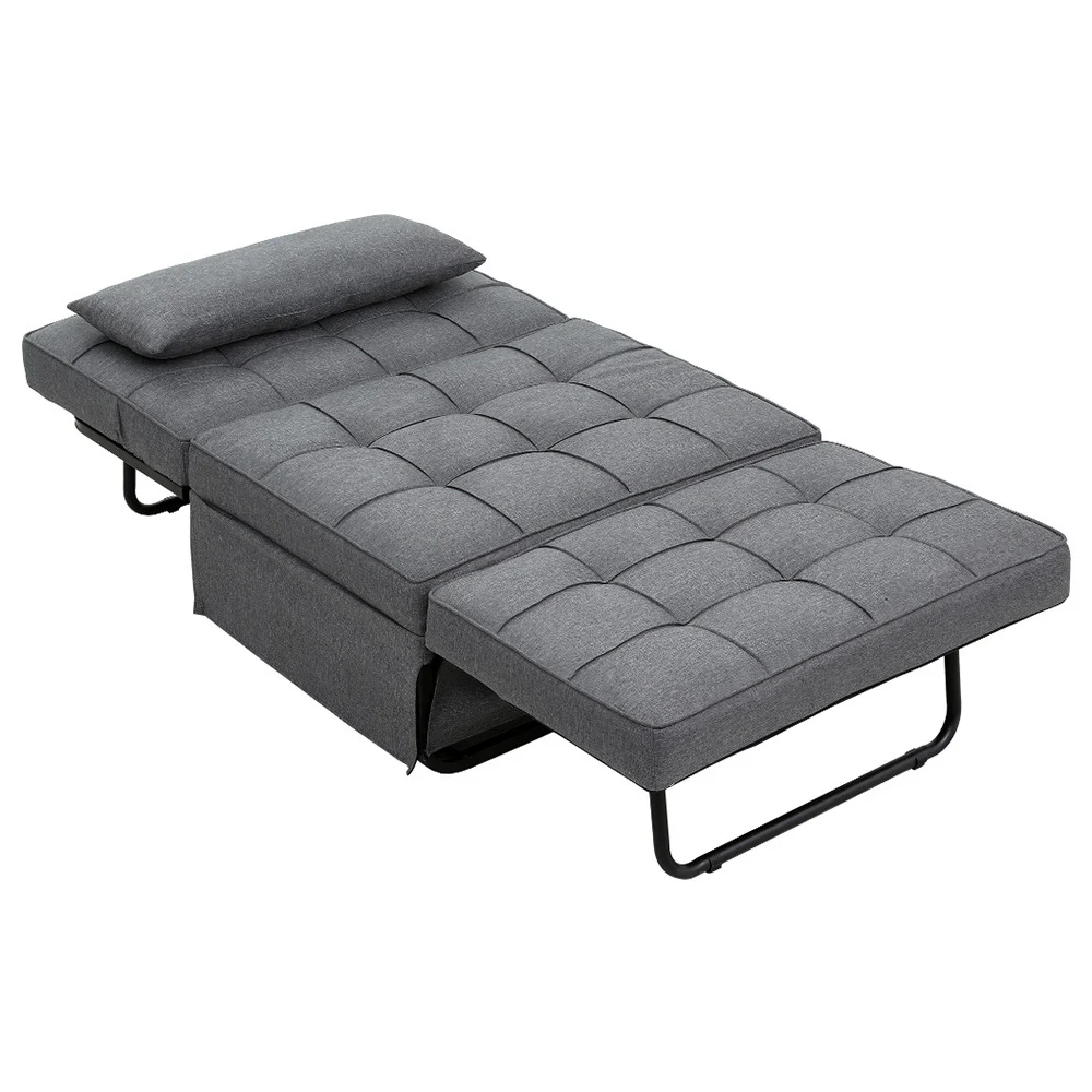 Miya Sofa Bed Ottoman Pillow Folding Linen - Grey - Nurns