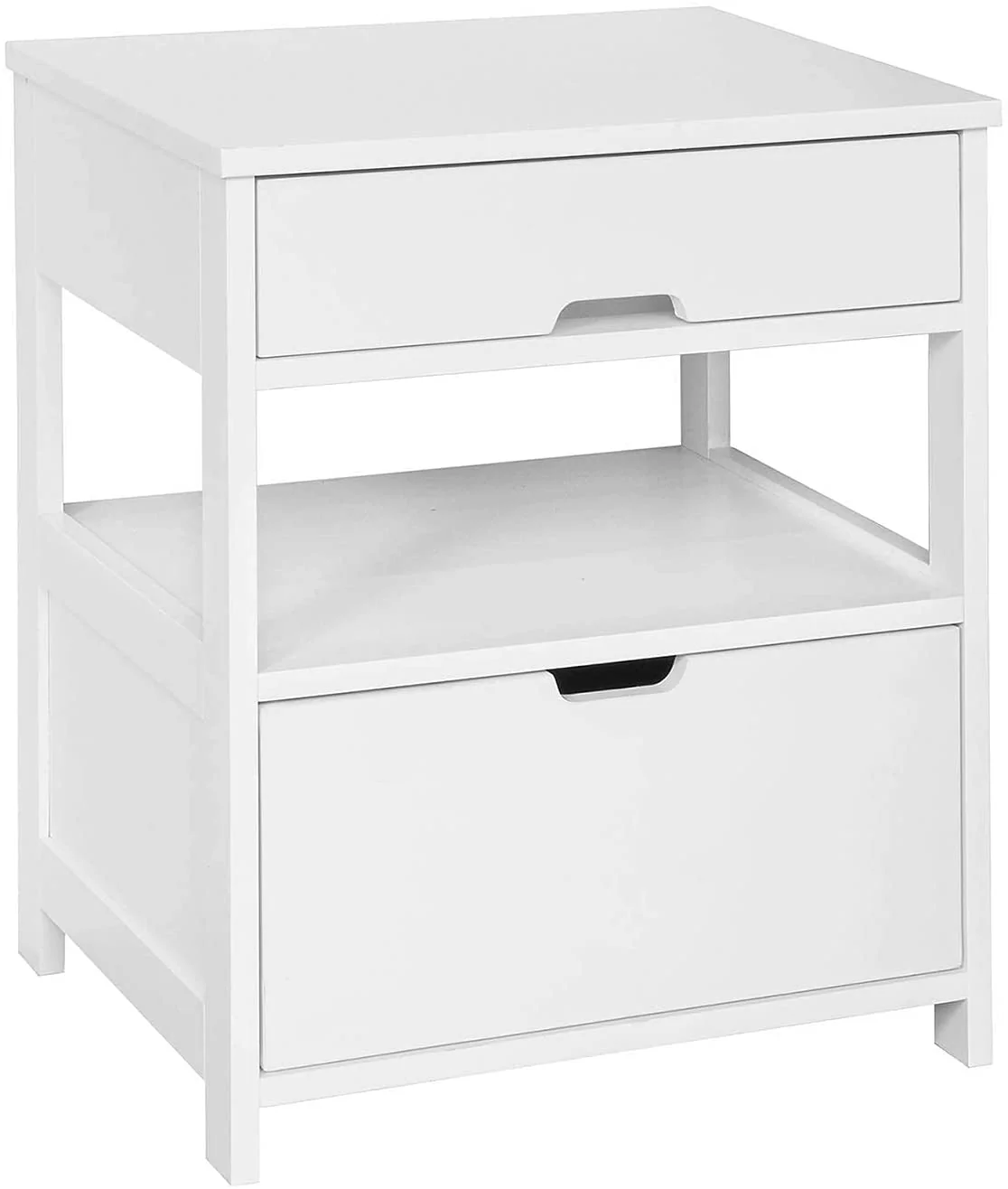 Vaughan Wooden Bedside Tables Bedside Table with 2 Drawers - White - Nurns