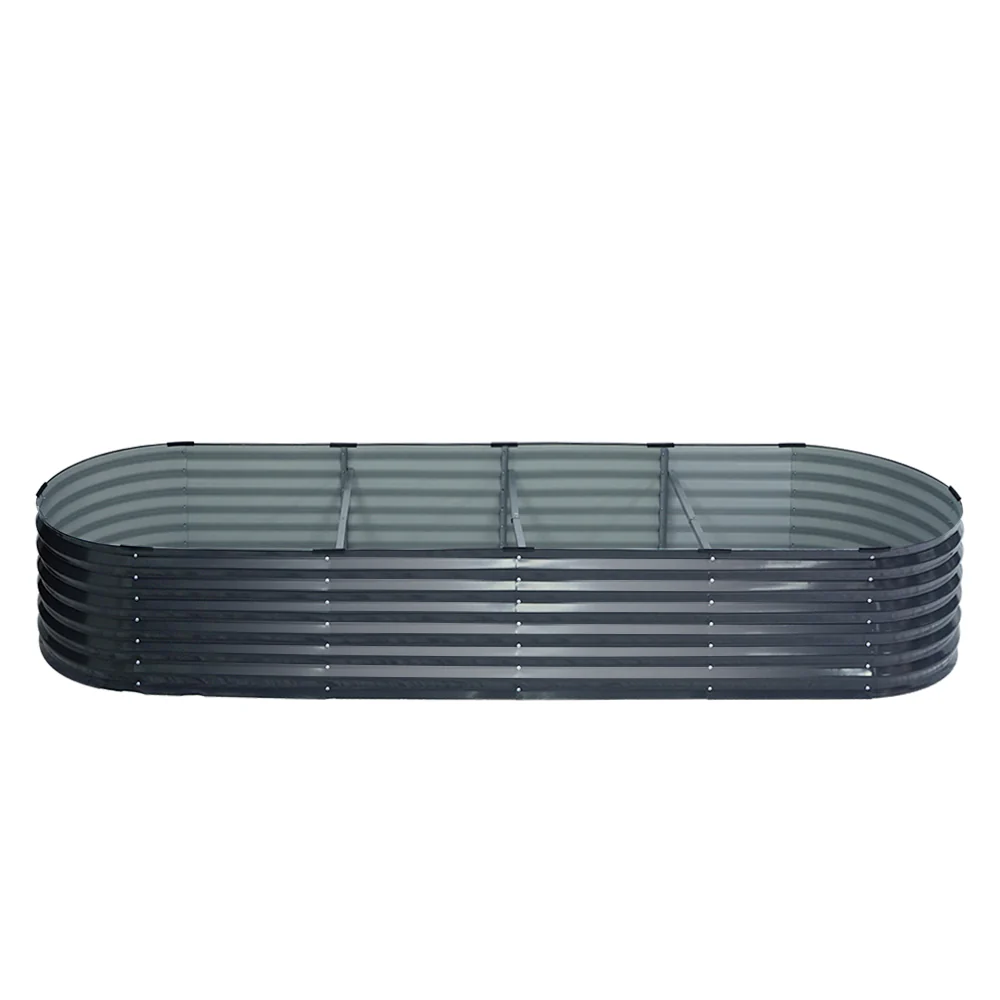 Garden Bed 320x80x42cm Oval Planter Box Raised Container Galvanised - Nurns