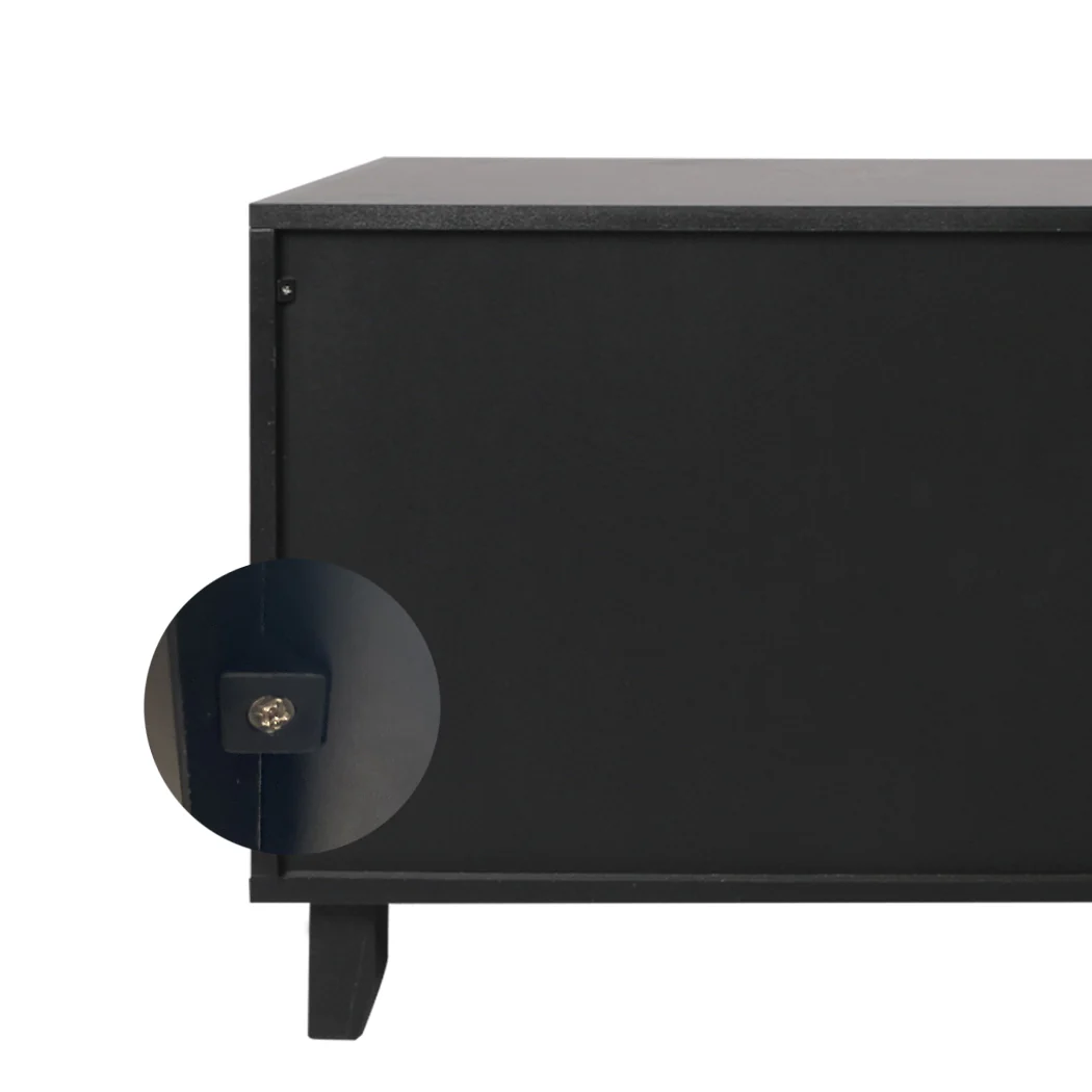 Enclosed Hooded Cat Litter Box Furniture Scratch Board Side Table- Black - Nurns