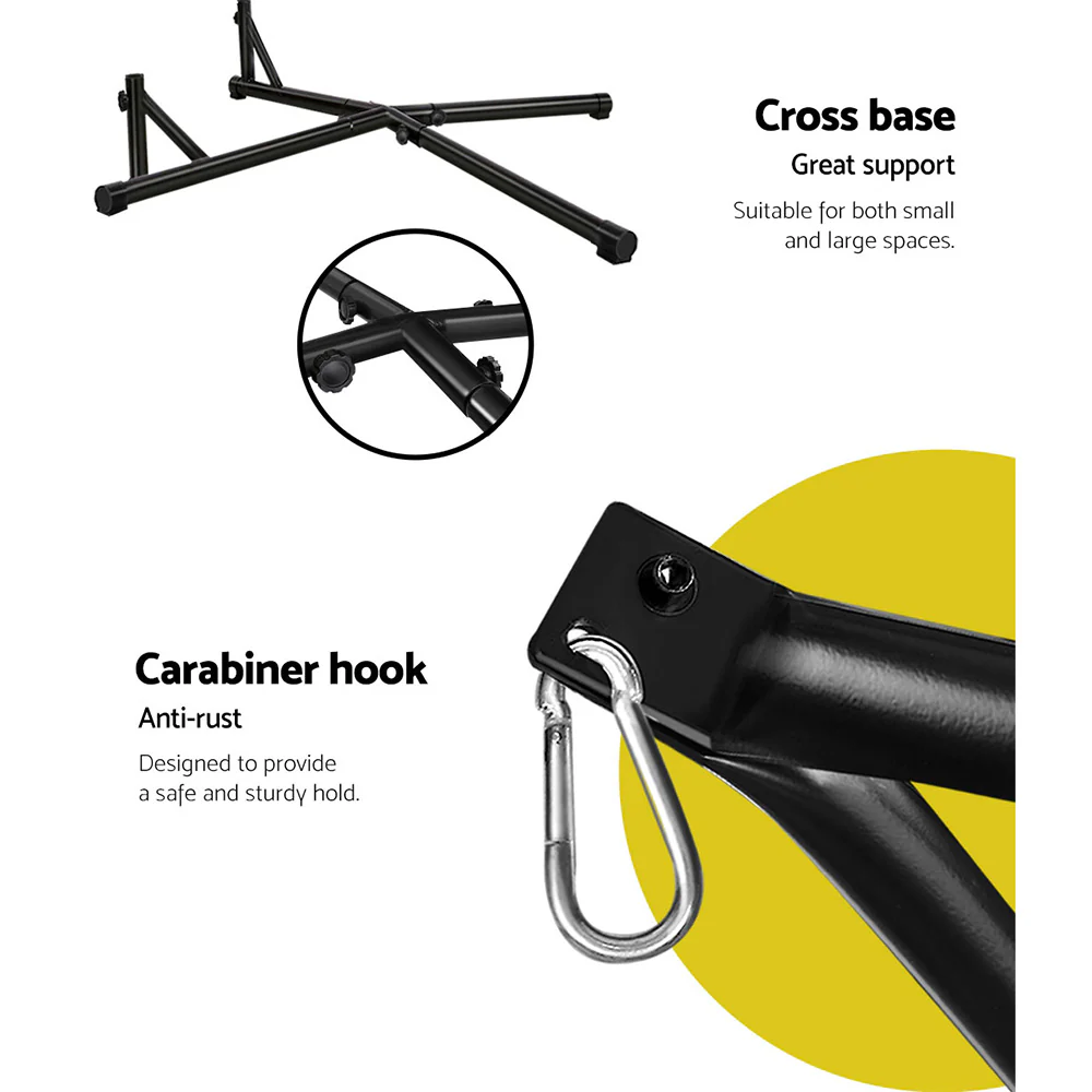 Hammock Chair with Steel Stand Hanging Outdoor Tassel - Cream - Nurns