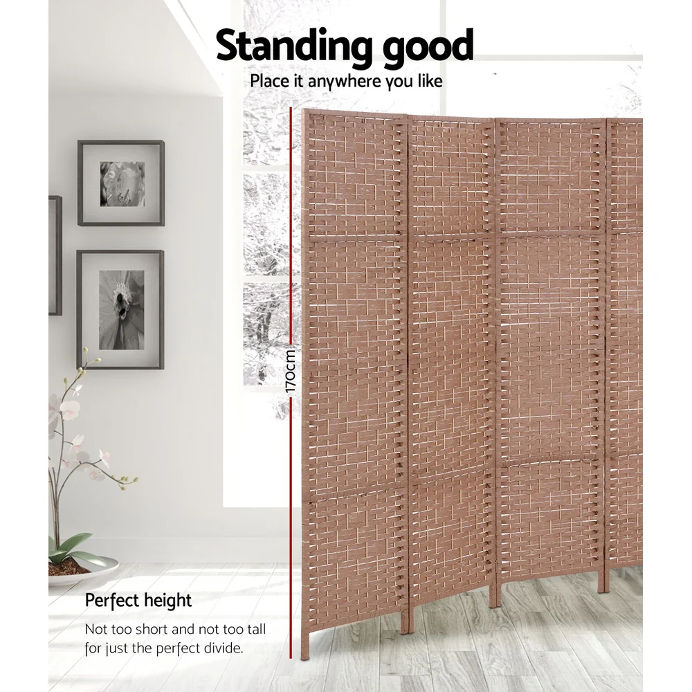 8 Panel Room Divider Screen 326x170cm Woven - Natural - Nurns
