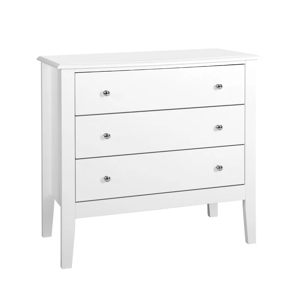 Artiss 3 Chest of Drawers - White - Nurns