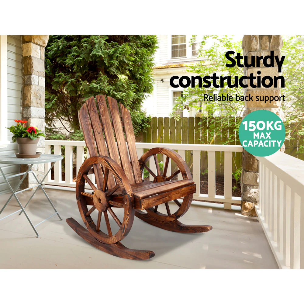 Wagon Wheels Rocking Chair - Brown - Nurns