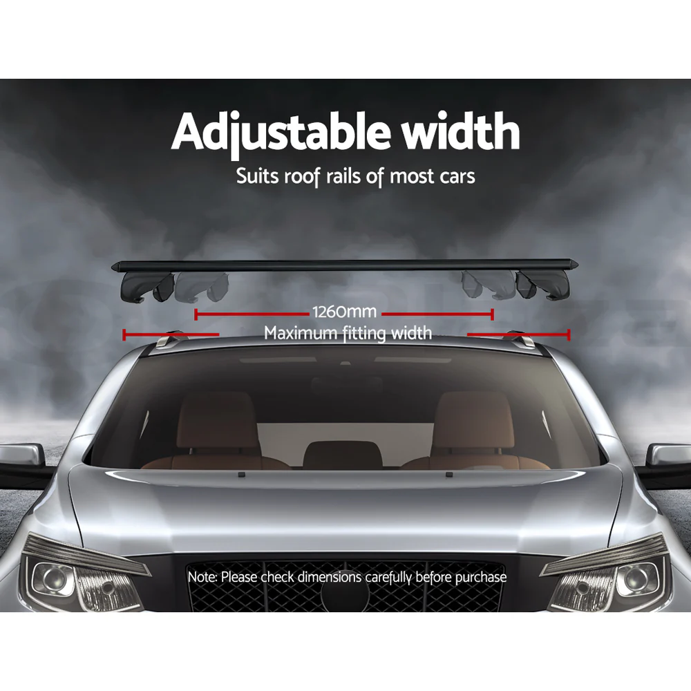 Universal Car Roof Rack Aluminium Cross Bars Adjustable 126cm Black Upgraded - Nurns