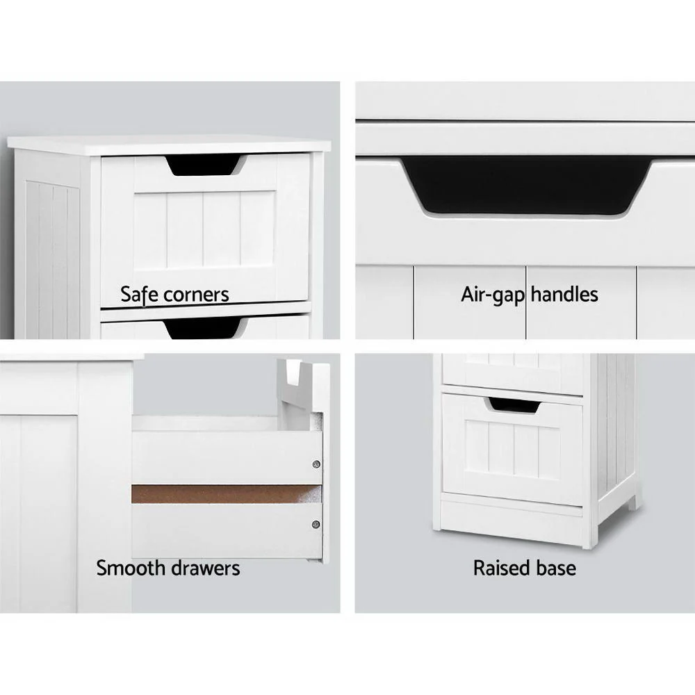 Storage Cabinet Chest of Drawers Dresser Bedside Table Bathroom Stand - Nurns