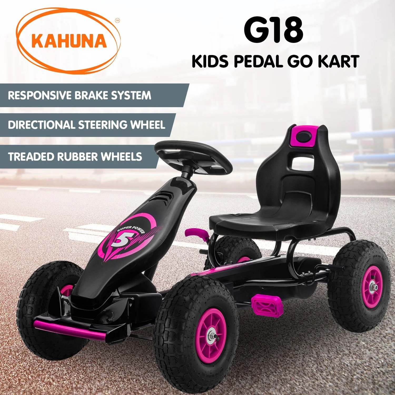 G18 Kids Ride On Pedal Go Kart - Rose Pink - Nurns