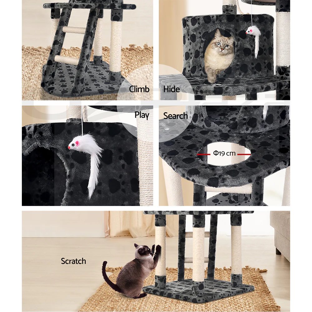 Cat Tree 120cm Trees Scratching Post Scratcher Tower Condo House Furniture 120cm - Dark Grey - Nurns