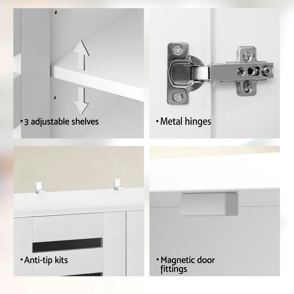 Artiss Shoe Rack Storage Cabinet 20 Pairs 5-tier White Alster - Nurns