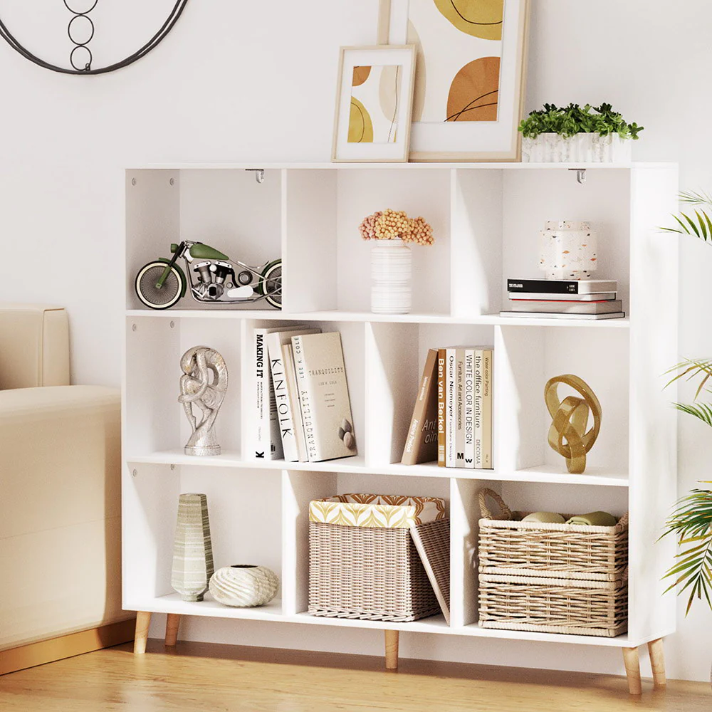 Artiss Bookshelf 3 Tiers 10 Cubes - Cora White - Nurns