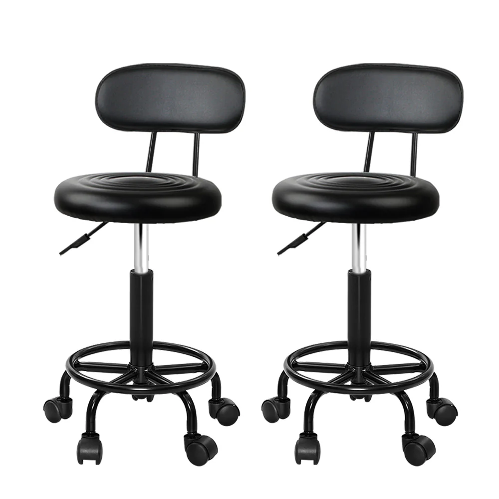Set of 2 Salon Stool Swivel Chair Backrest - Nurns