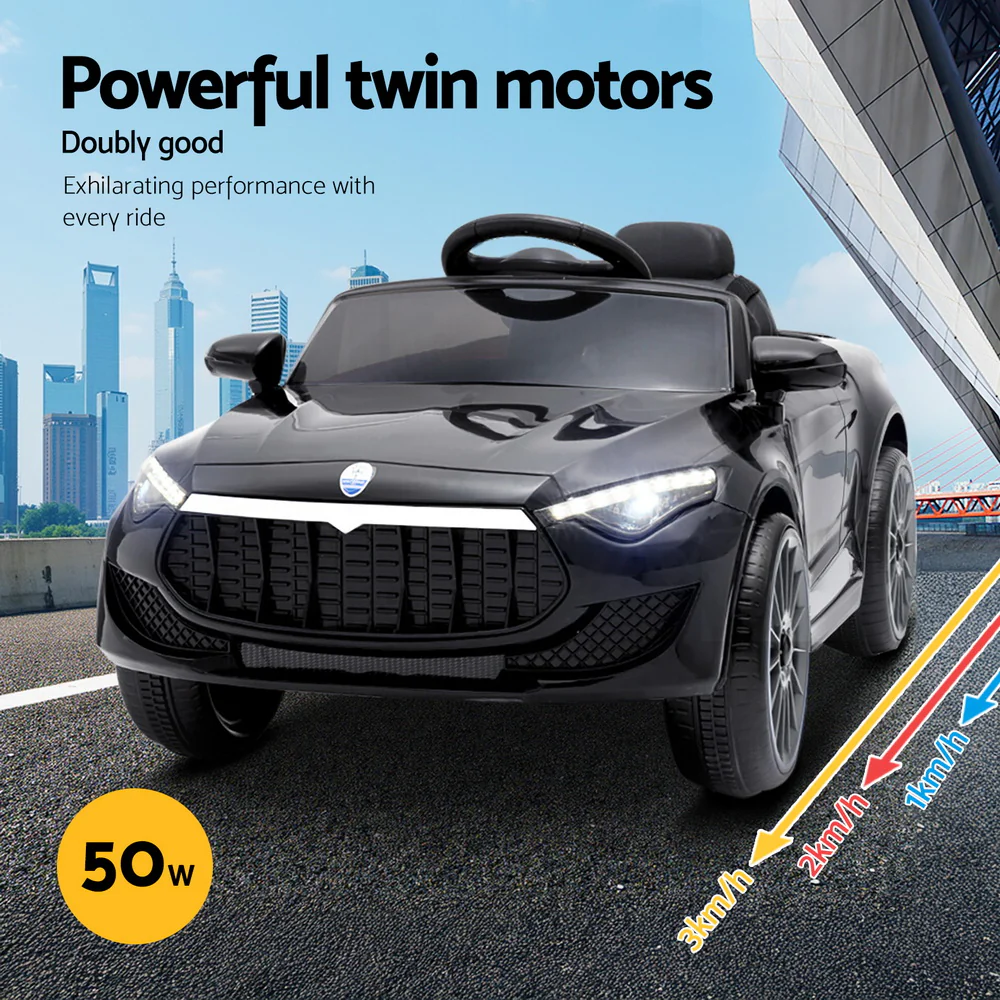 Kids Electric Ride On Car Toys Cars Horn Music Remote Control 12V - Black - Nurns