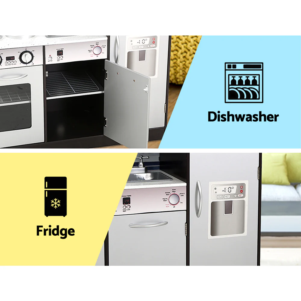 Kids Kitchen Wooden Pretend Play Set Toys Cooking Food Children Cookware - Nurns