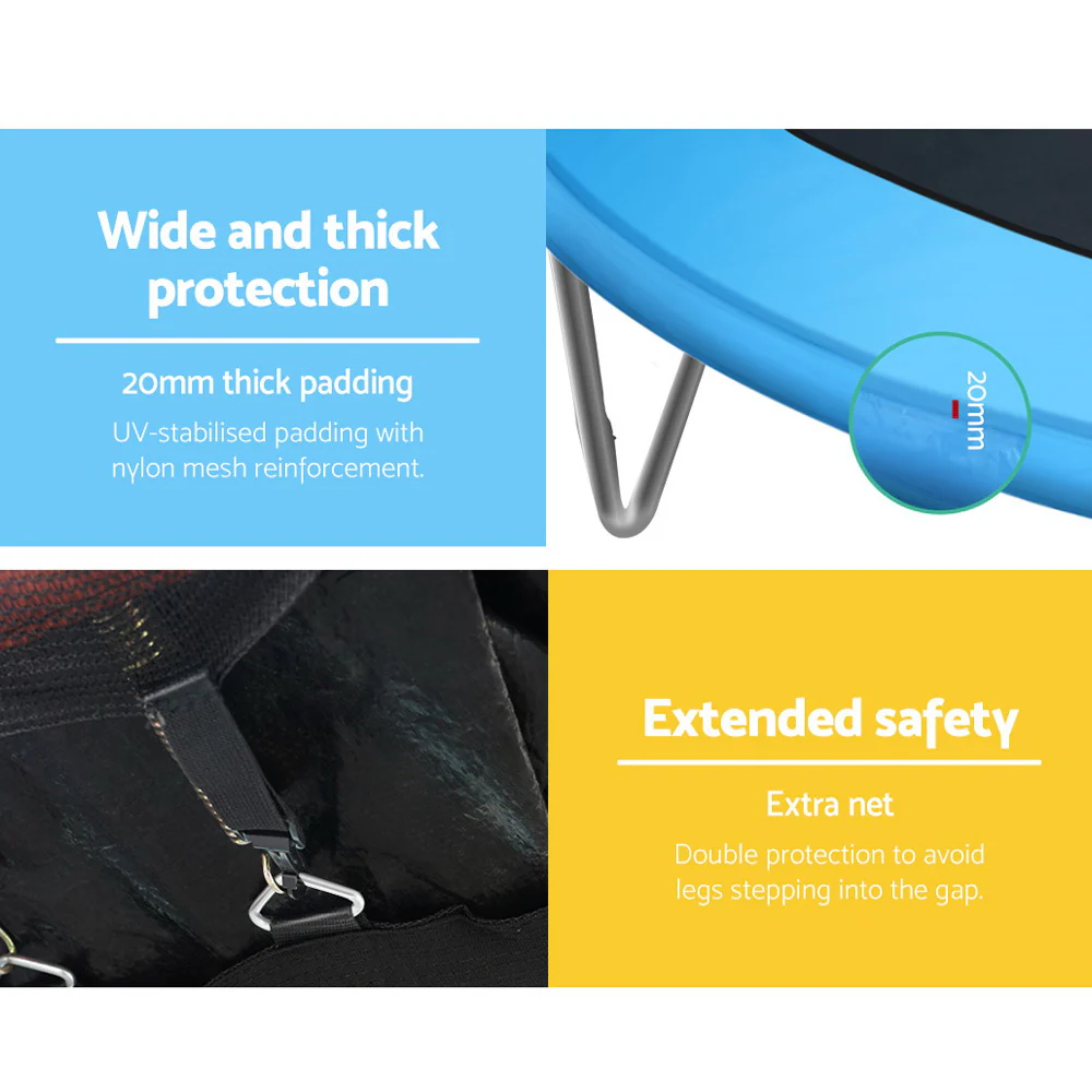 Everfit Trampoline for Kids 12FT with Ladder Enclosure Safety Net Pad Gift Round - Nurns