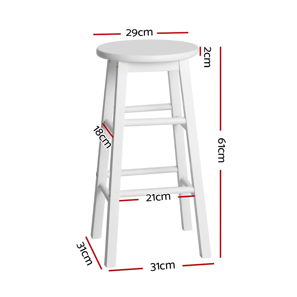 Set of 2 Lucerne Beech Wood Backless Bar Stools - White - Nurns