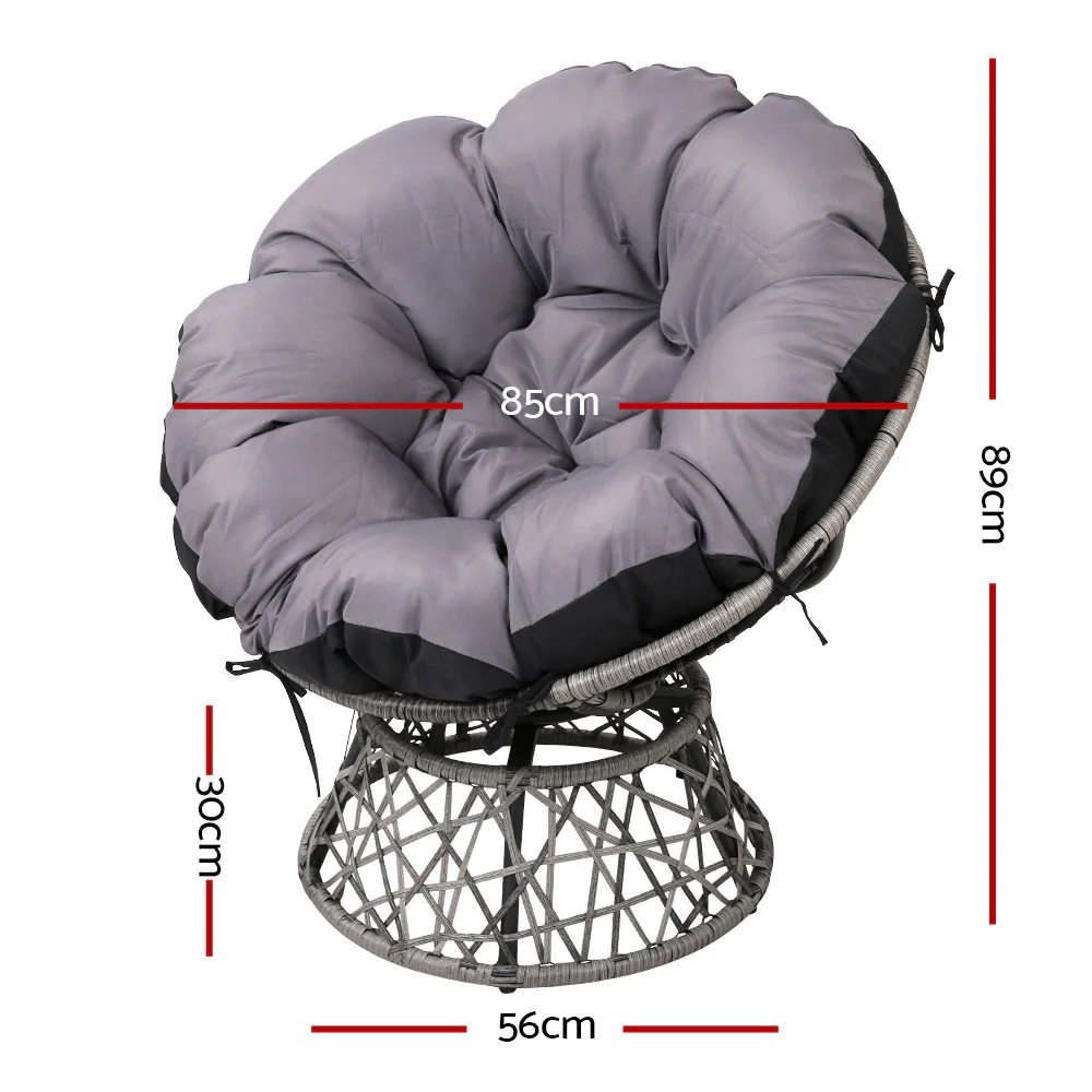 Outdoor Chairs Outdoor Furniture Papasan Chair Wicker Patio Garden - Grey - Nurns
