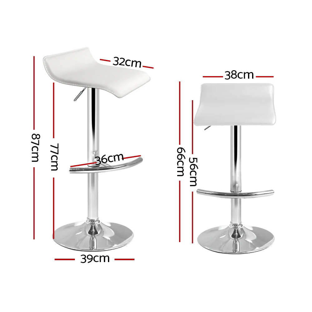 Set of 2 Terni PU Leather Wave Style Bar Stools - White - Nurns
