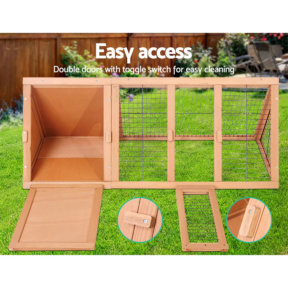 Rabbit Hutch Wooden Chicken Coop Pet Hutch 119cm x 51cm x 44cm - Nurns