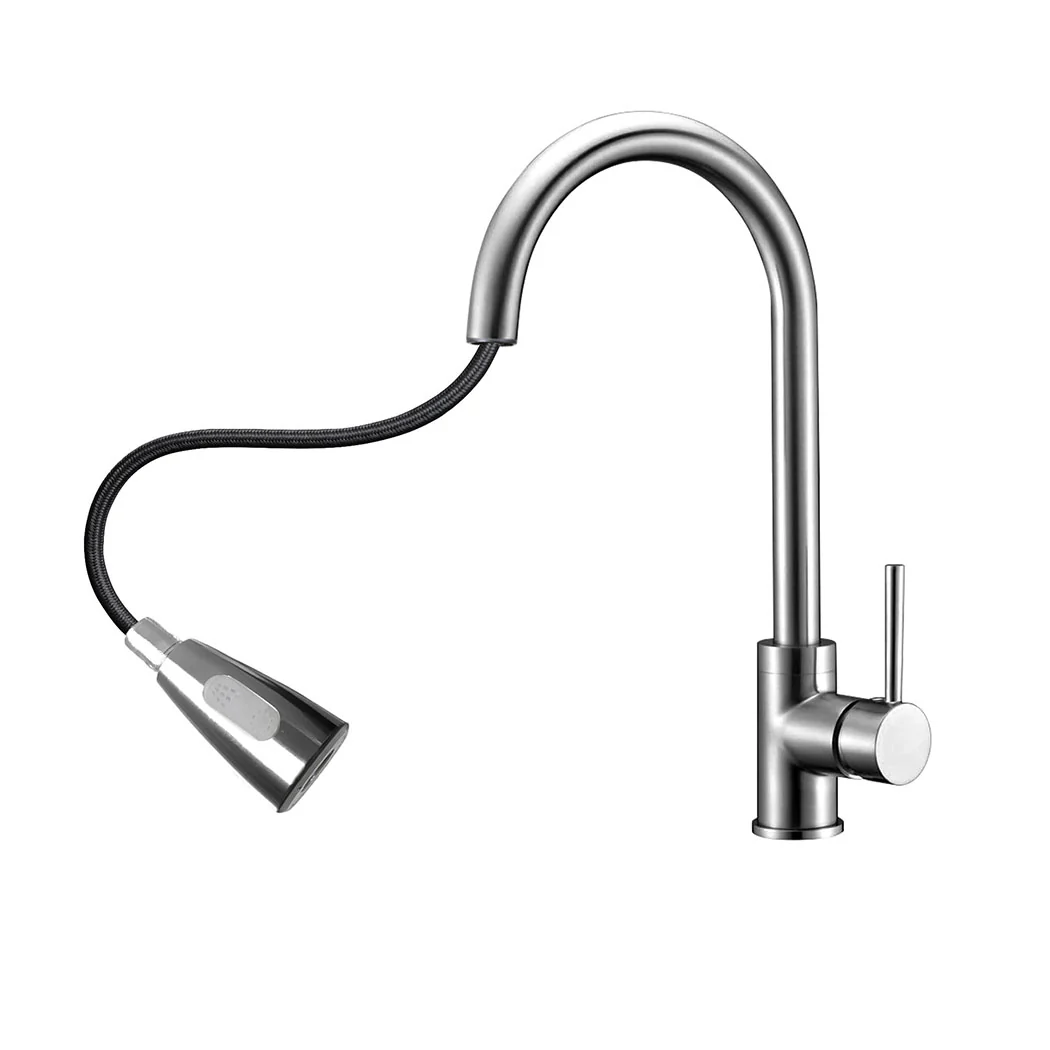 Kitchen Faucet Extender Tap Pull Out Brass Mixer Taps Sink Vanity Swivel Wels Silver - Nurns