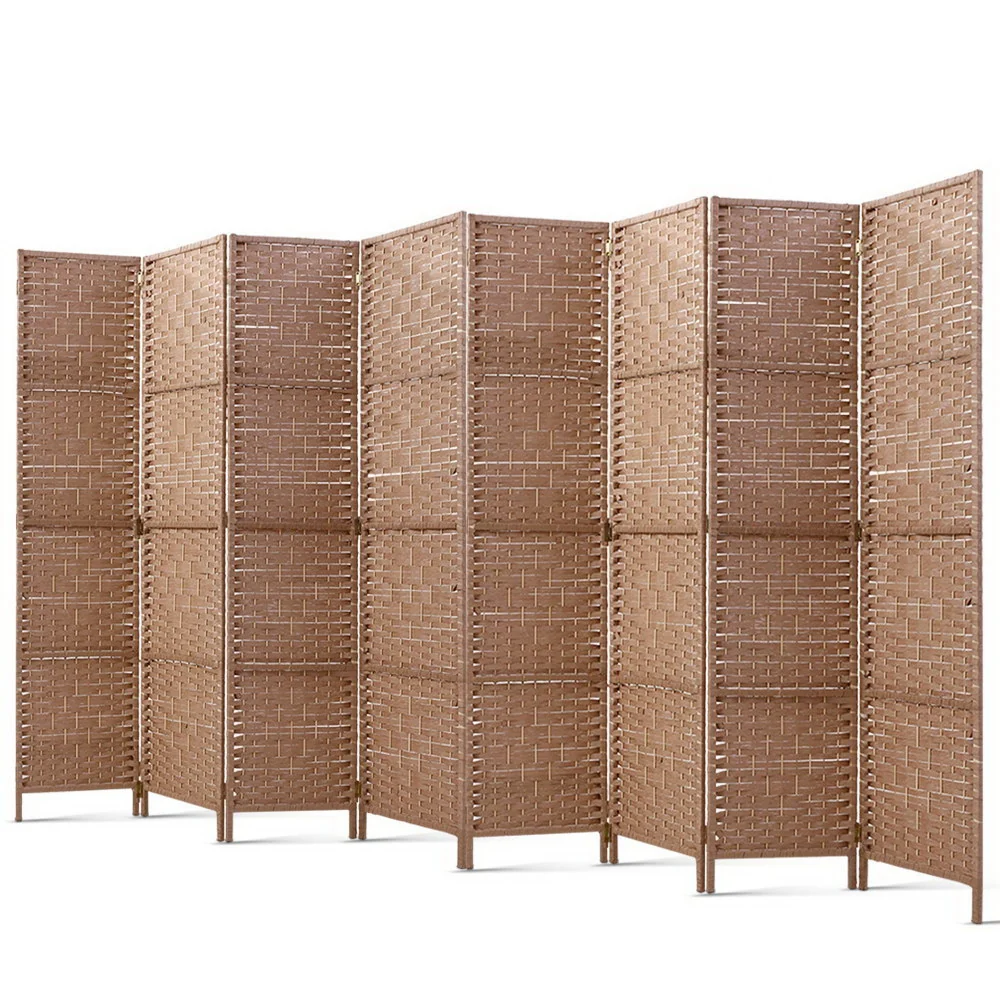 8 Panel Room Divider Screen 326x170cm Woven - Natural - Nurns