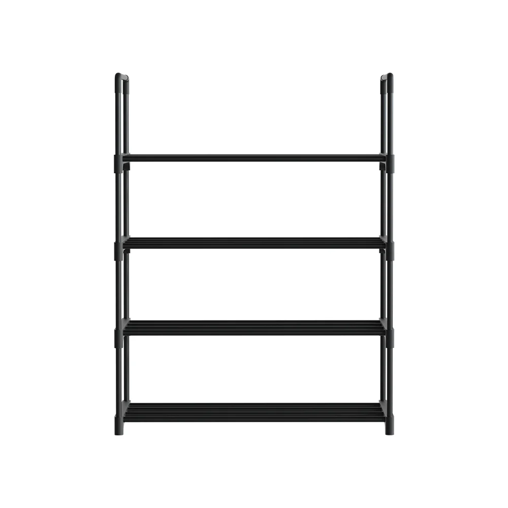 Artiss Shoe Rack Cabinet Stackable 4-tier 12 Pairs Black - Nurns