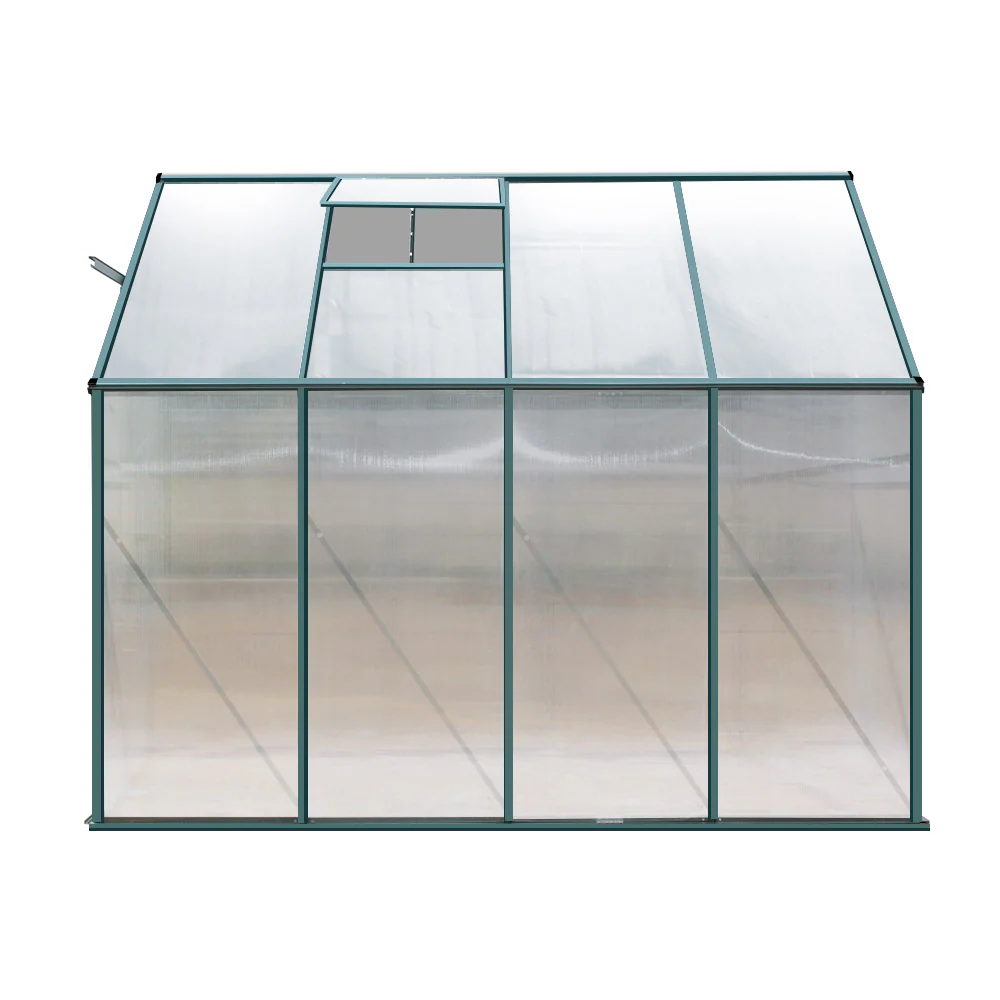 Greenfingers Greenhouse 2.52x1.27x2.13M Lean-to Aluminium Polycarbonate Green House Garden Shed - Nurns