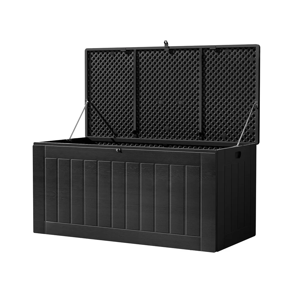 830L Outdoor Storage Box Container Lockable Bench Tool Shed - Black - Nurns