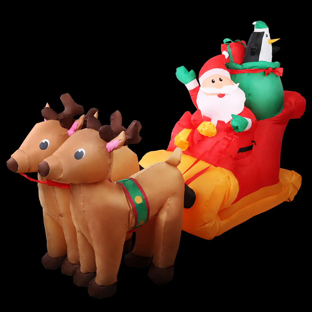 Santa Sleigh Christmas Inflatable Illuminated Xmas Decorations - 2.2M - Nurns