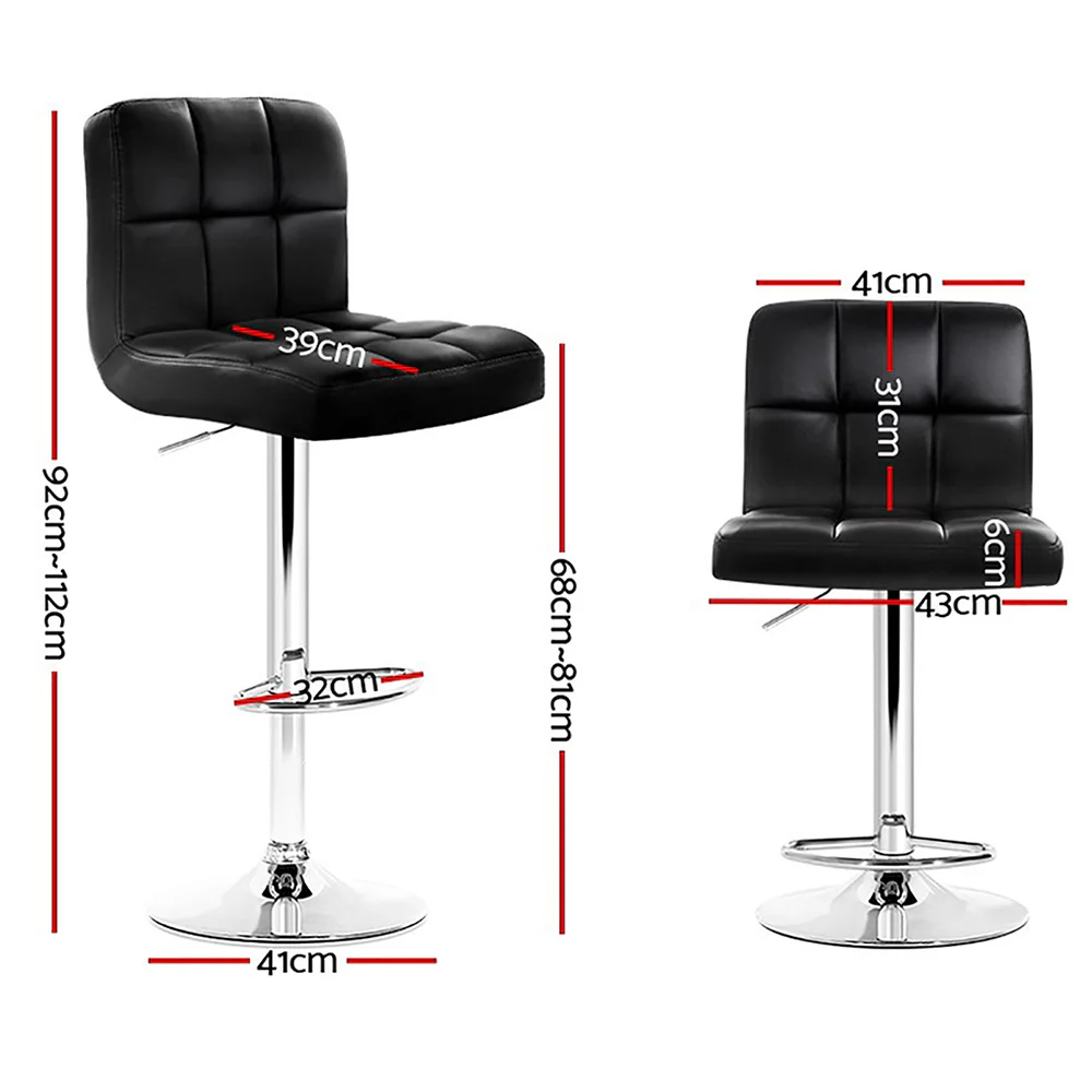 Set of 4 Livorno Bar Stools Gas lift Swivel Steel - Steel & Black - Nurns