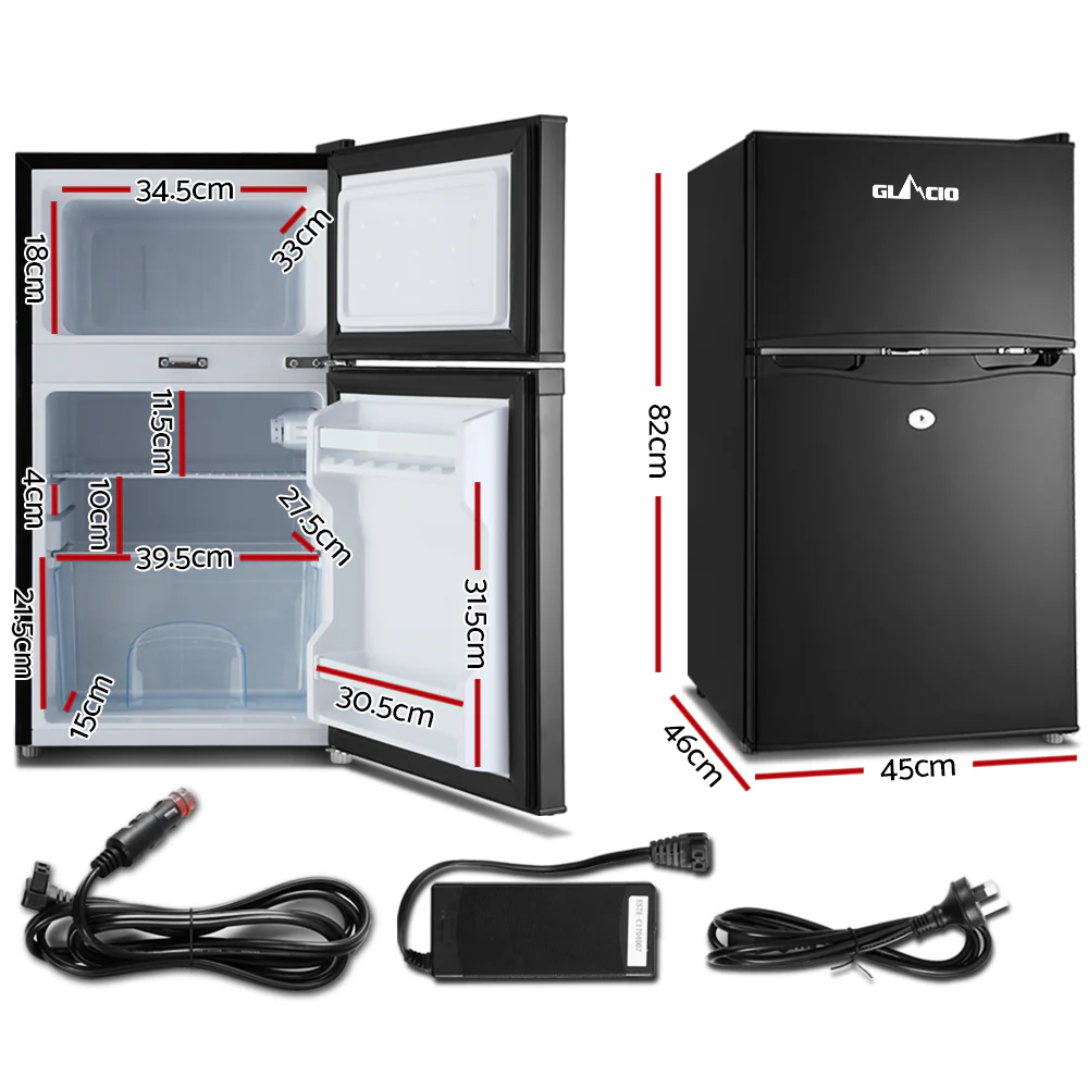 Glacio 90L Portable Fridge Freezer Bar Upright 12V/24V/240V Camping Caravan - Nurns