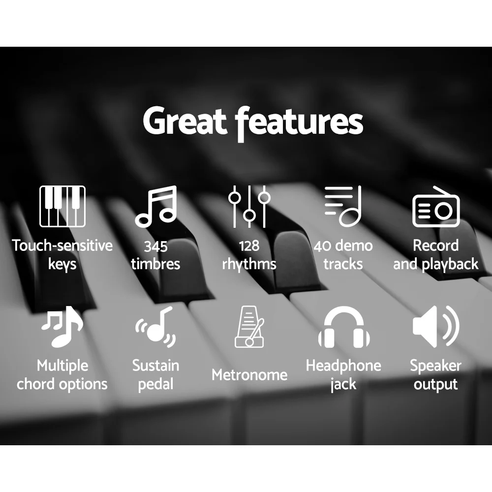 Alpha 61 Keys Electronic Piano Keyboard Digital Electric Classical Music Stand - Nurns