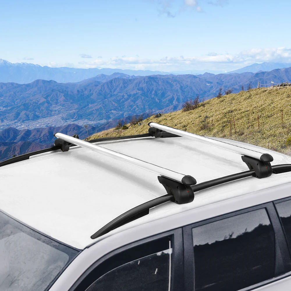 Universal Car Roof Rack Cross Bars Aluminium Silver Adjustable 108cm Racks - Nurns