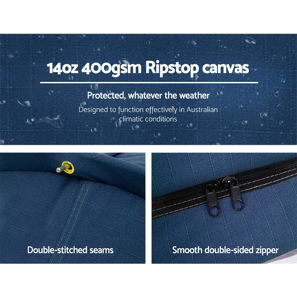 Double Swag Camping Swags Canvas Free Standing Dome Tent Dark Blue - Nurns