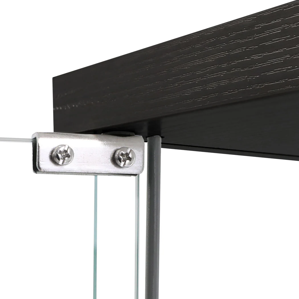 Stacked Display Storage Cabinet Glass Black - Nurns