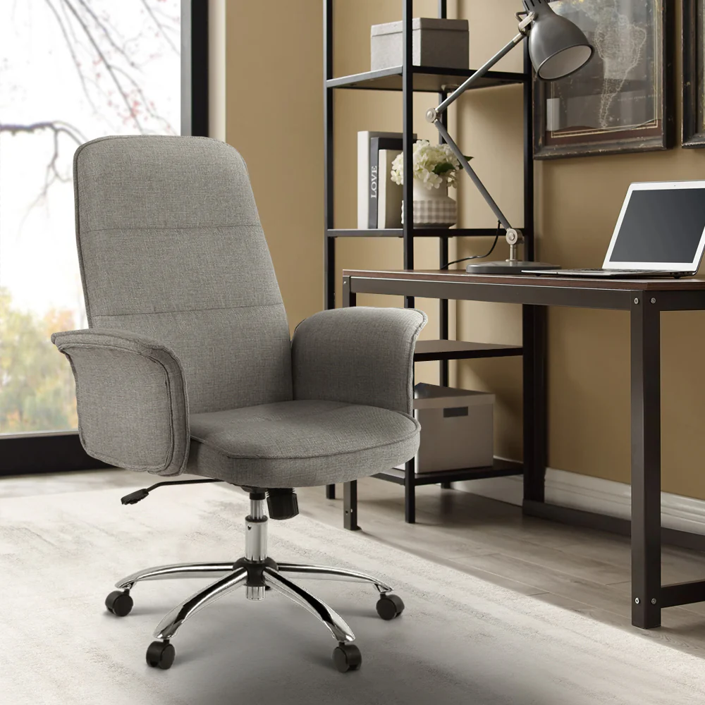 Artiss Fabric Office Chair Computer Chairs Grey - Nurns